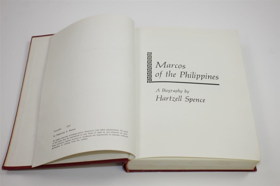 'Marcos of the Philippines' Book Signed by Hartzell Spence to Bobby Wadkins JSA ALOA
