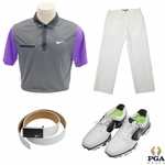 Rory McIlroys Donated Duplicate 2014 PGA Championship Final Day Golf Shirt, Pants, Belt, & Shoes