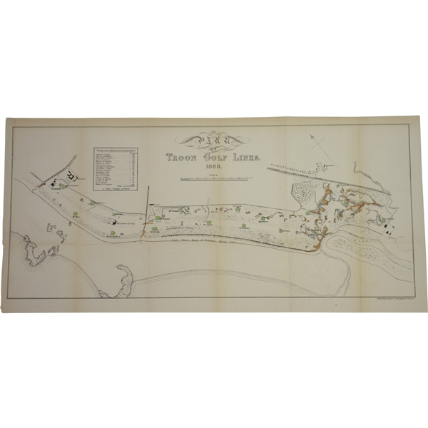 1888 Colored Troon Golf Links Course Map by Maclure Macdonald & Co. Lithographers Glasgow