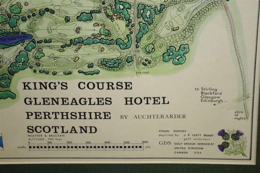 1967 King's Course Gleneagles Visual Survey Depicted by Golf Architect James P Izatt - Framed