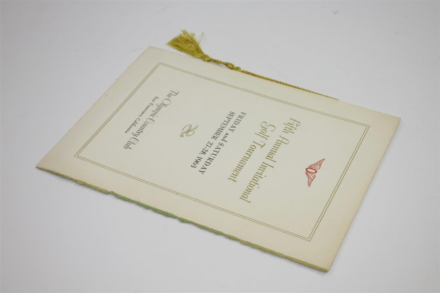 1963 Fifth Annual Invitational Golf Tournament at The Olympic Club Member Guest Menu