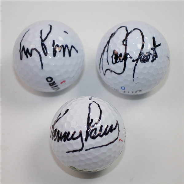 Corey Pavin, Kenny Perry and David Frost Signed Golf Balls JSA ALOA