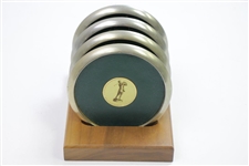 Classic Golfer Themed Coaster Set with Original Wood Stand/Holder