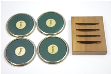 Classic Golfer Themed Coaster Set with Original Wood Stand/Holder