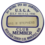 1930 US Open Championship at Interlachen Club Member Badge - Bobby Jones Grand Slam!