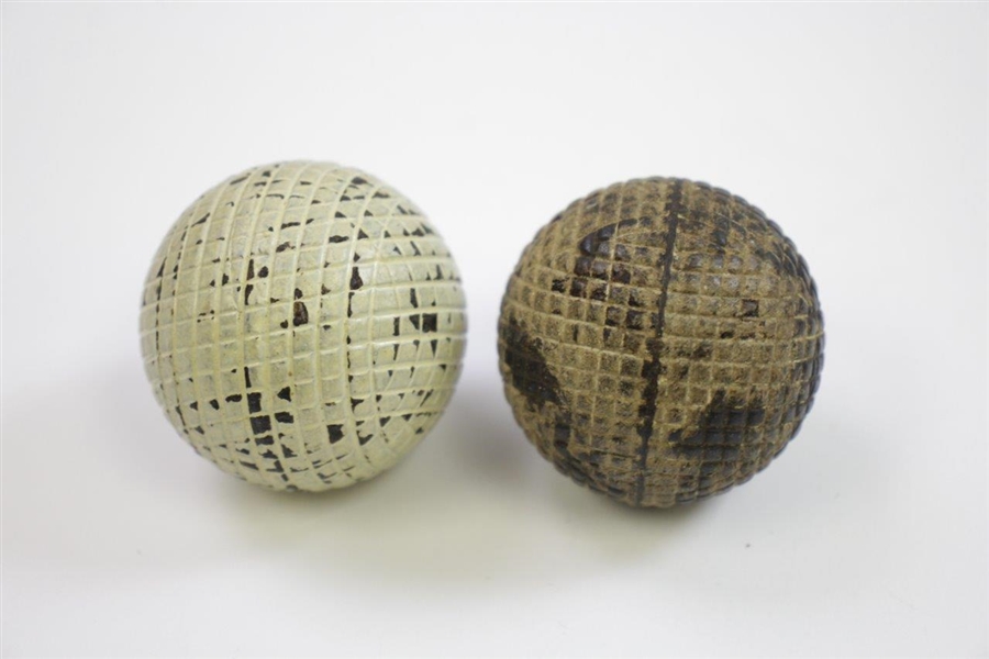 Two Vintage Mesh Pattern Golf Balls