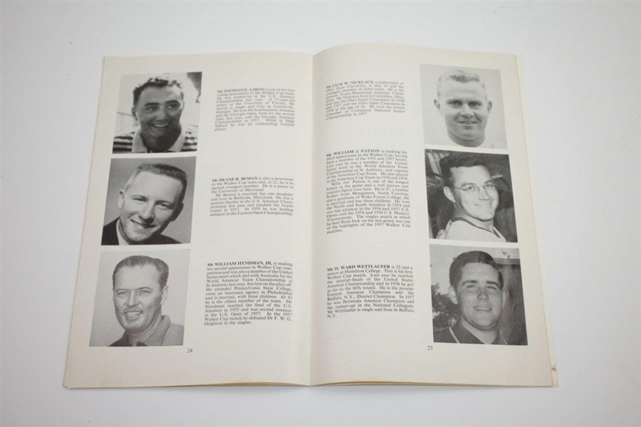 1959 The Walker Cup at Muirfield Official Program with Order of Play Sheet - Jack Nicklaus