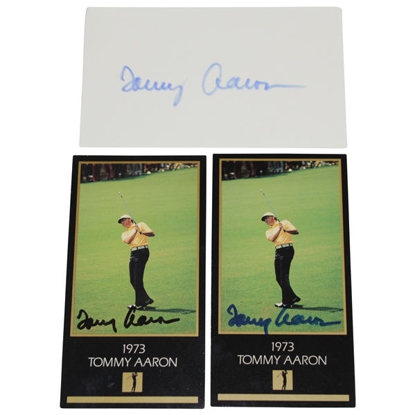 Two Tommy Aaron Signed Grand Slam Ventures Cards with Signed 3x5 Card JSA ALOA