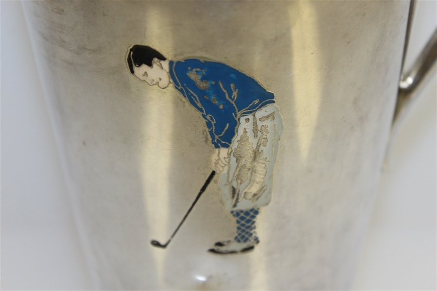 Circa 1927 Meriden Silver Plated Golfer Pitcher