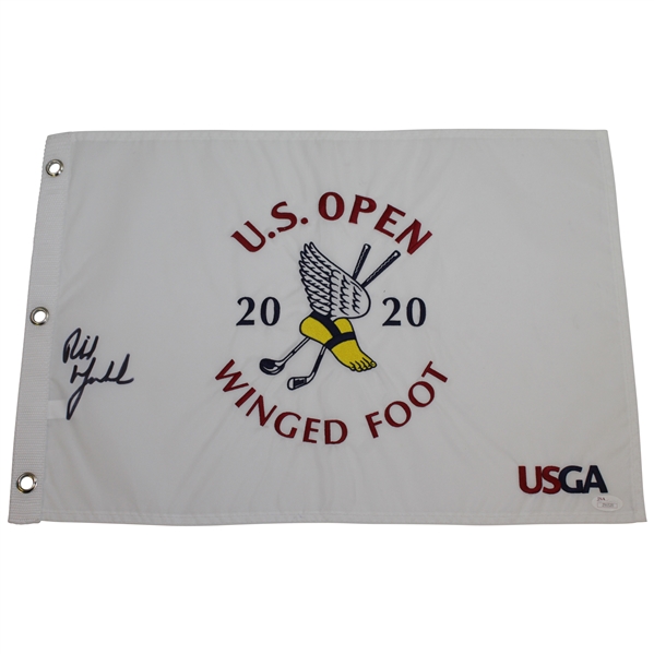 Phil Mickelson Signed 2020 US Open at Winged Foot Embroidered Flag JSA #Z91520