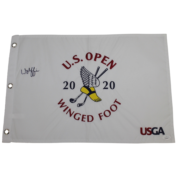 Matthew Wolff Signed 2020 US Open at Winged Foot Embroidered Flag JSA #EE39047