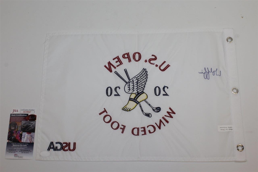 Matthew Wolff Signed 2020 US Open at Winged Foot Embroidered Flag JSA #EE39047