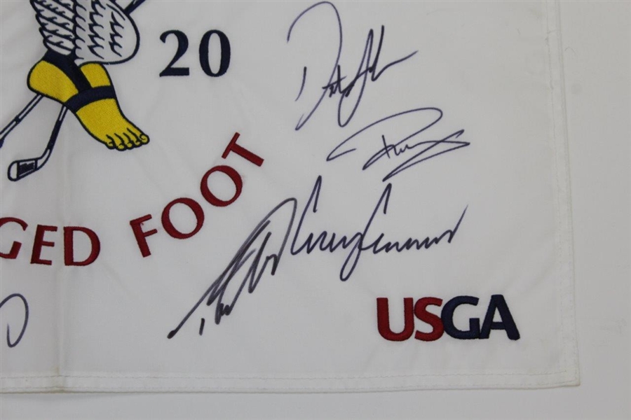 Multi-Signed 2020 US Open at Winged Foot Embroidered Flag by Seventeen JSA ALOA