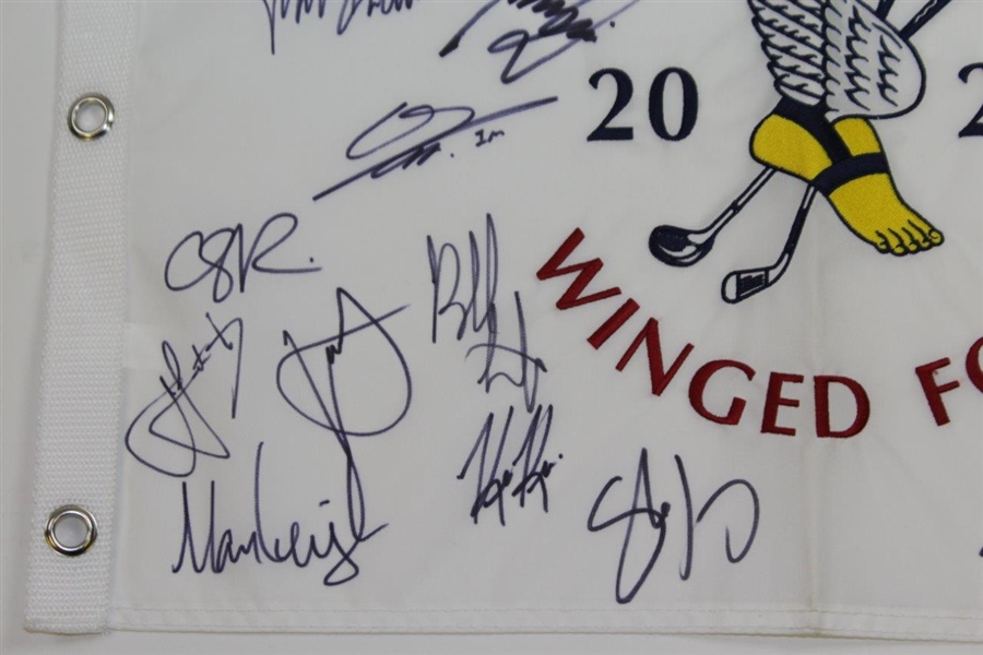 Multi-Signed 2020 US Open at Winged Foot Embroidered Flag by Seventeen JSA ALOA