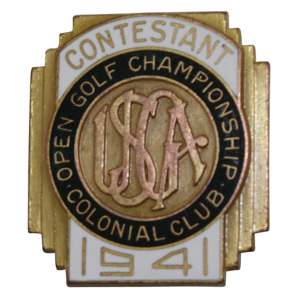 1941 USGA Open at Colonial Country Club Contestant Badge - Craig Wood Winner