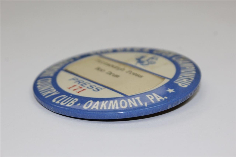 1962 US Open at Oakmont CC Press Badge #171 - Jack Defeats Arnie in Playoff