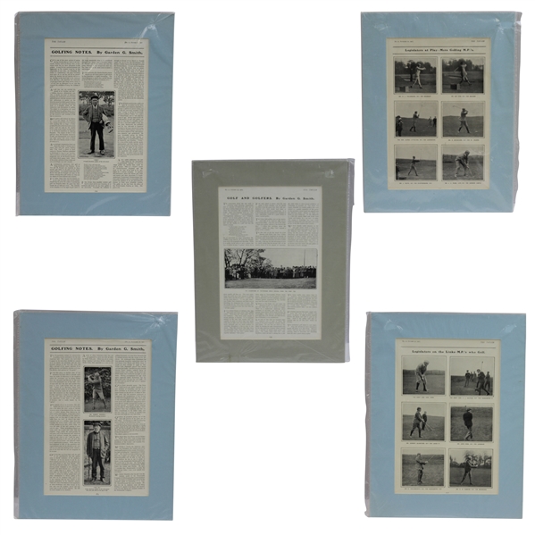 Five Matted Vintage 1901-02 Pages from 'The Tattler - Fiery, M.P.'s, Haskell Ball, & more