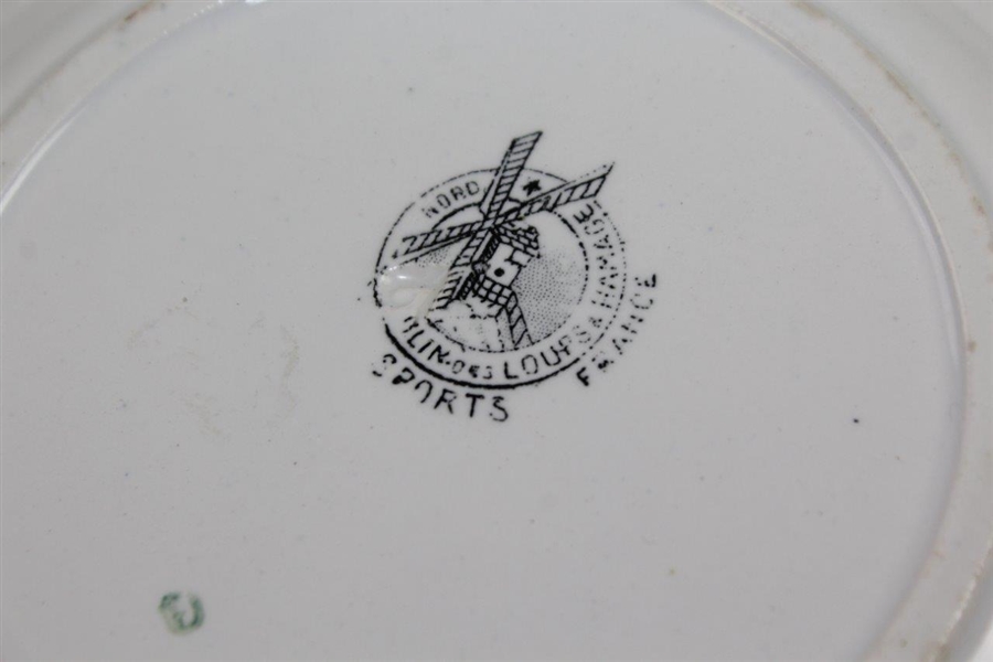 1920's Loups & Hamage French Porcelain Golf Plate 'Lafemme et les sports' Pan!! Jans l'oeil'