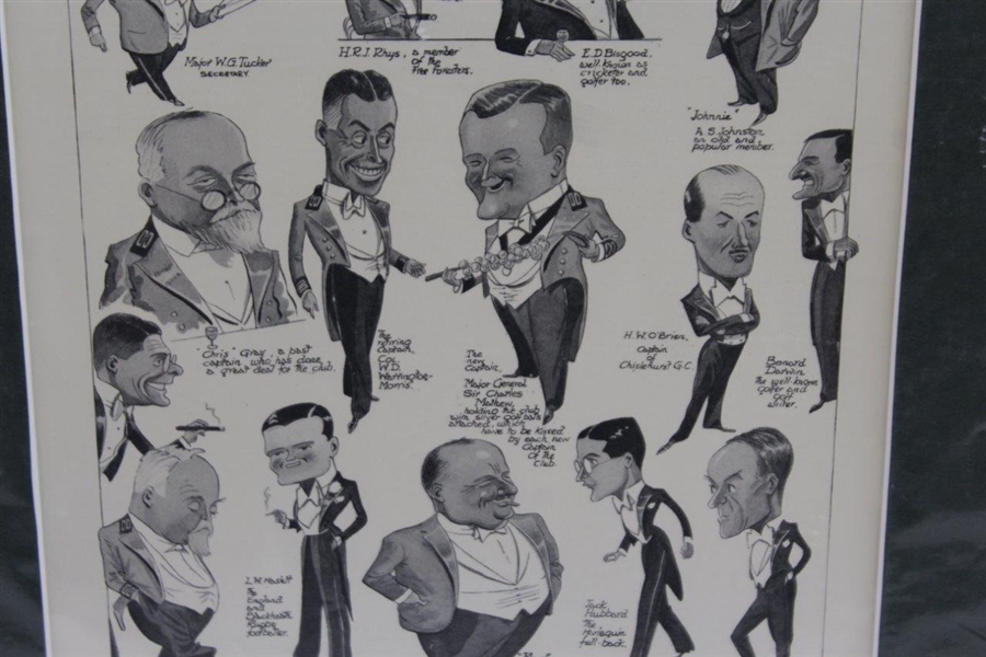 1928 Matted Page from The Illustrated Sporting & Dramatic News of Royal Blackheath Caricatures Including Young Darwin