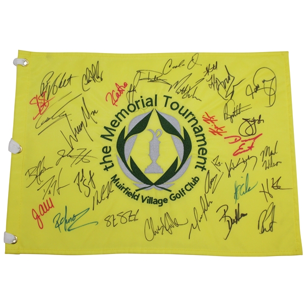 Multi-Signed Undated Memorial Embroidered Flag by Over 35 Players JSA ALOA