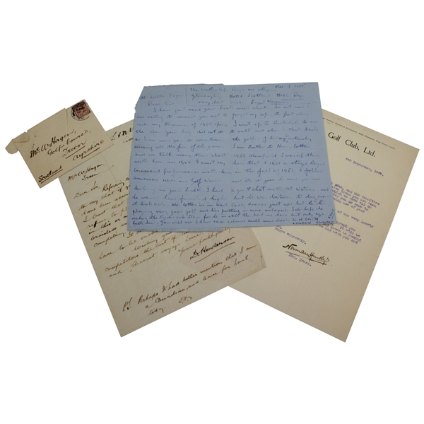 Three Personal Letters to Walter Hagen - Great Content