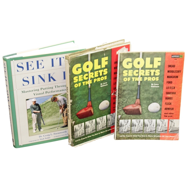 Three Golf Books: 'See It, Sink It', 'Golf Secrets of the Pros', & 'Golf Secrets of the Pros' Softcover