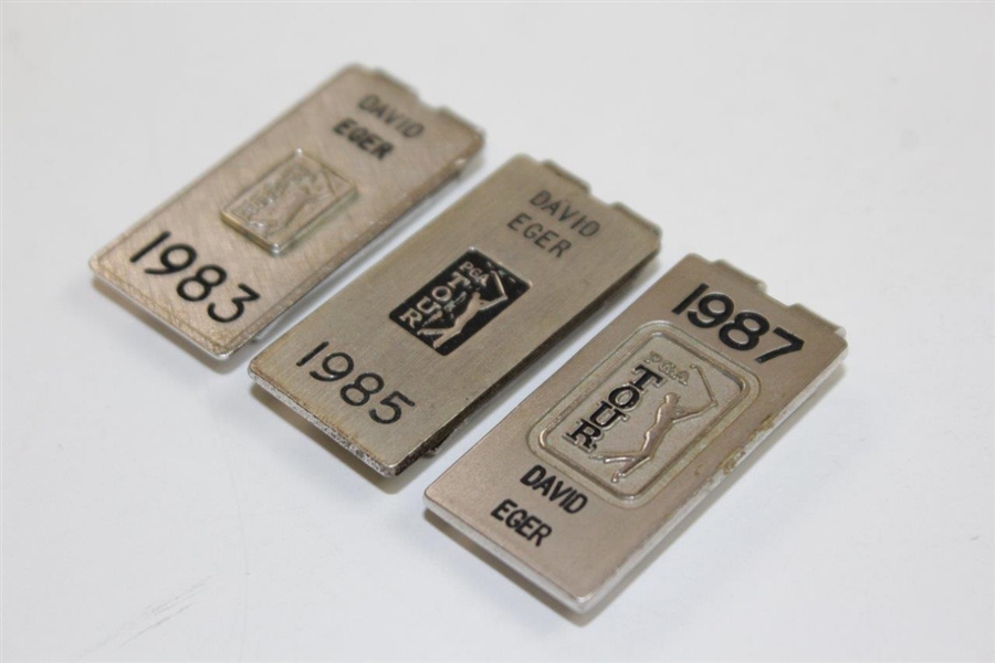 Three Sterling PGA Tour Money Clips Issued to David Eger - 1983, 1985, & 1987