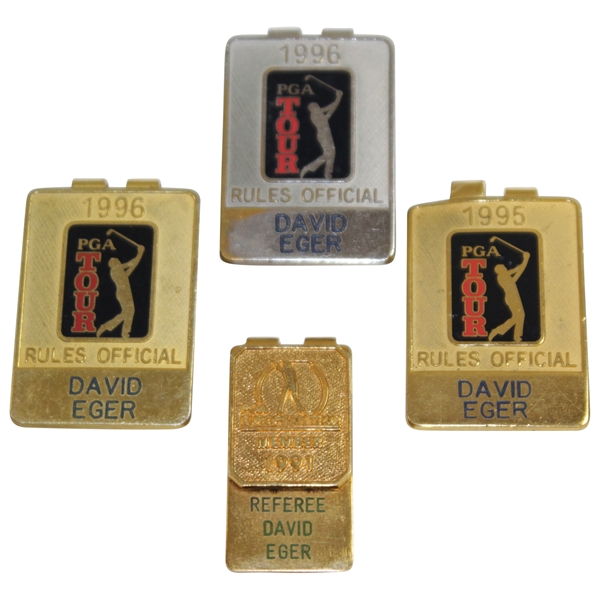 Four PGA Tour Rules Official Money Clips Issued to David Eger - 1991, 1995(x2), & 1996