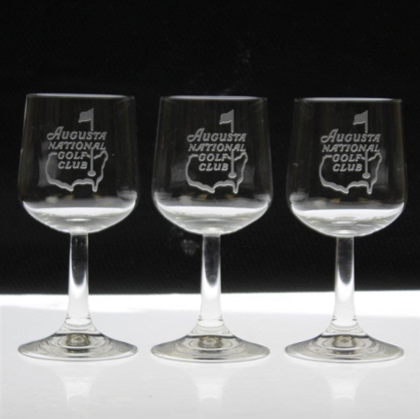 Three Augusta National Golf Club Members Wine Glasses