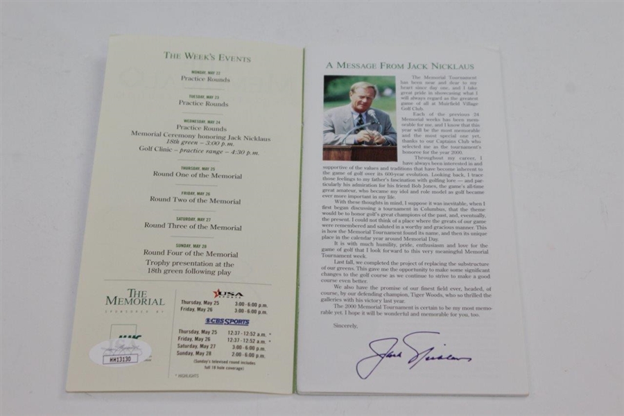 Jack Nicklaus Signed 2000 The Memorial Tournament Spectator Guide JSA #HH13130