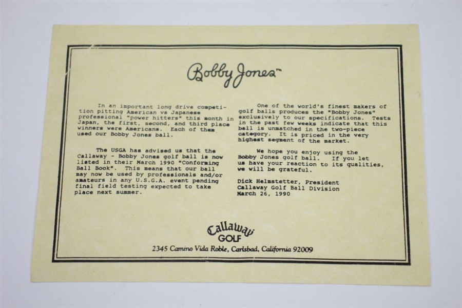 Bobby Jones Callaway Golf Full Dozen Golf Balls in Original Box - Good Condition
