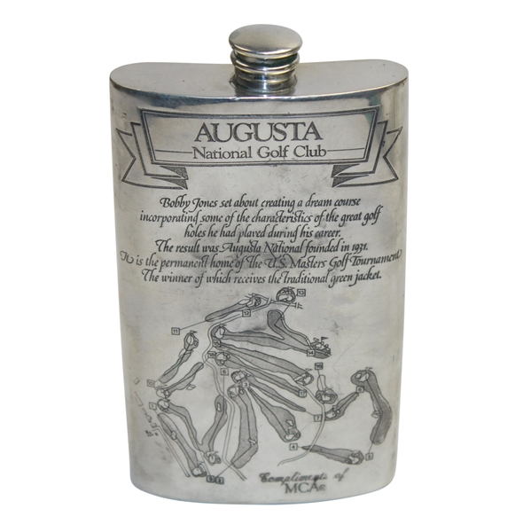 Augusta National Golf Club Pewter Flask with Course Layout