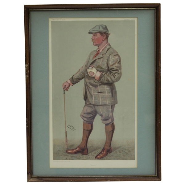 1903 Vanity Fair Golfer Lithograph Muir by Spy - June 18th - Framed