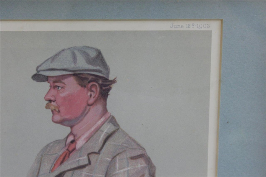 1903 Vanity Fair Golfer Lithograph Muir by Spy - June 18th - Framed