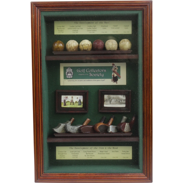Classic 'Development of Golf Ball, Irons, & Wood' Golf Heritage Society Framed Presentation Display