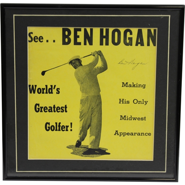 Ben Hogan Signed Ben Hogan World's Greatest Golfer' Making Midwest Appearance Poster JSA ALOA