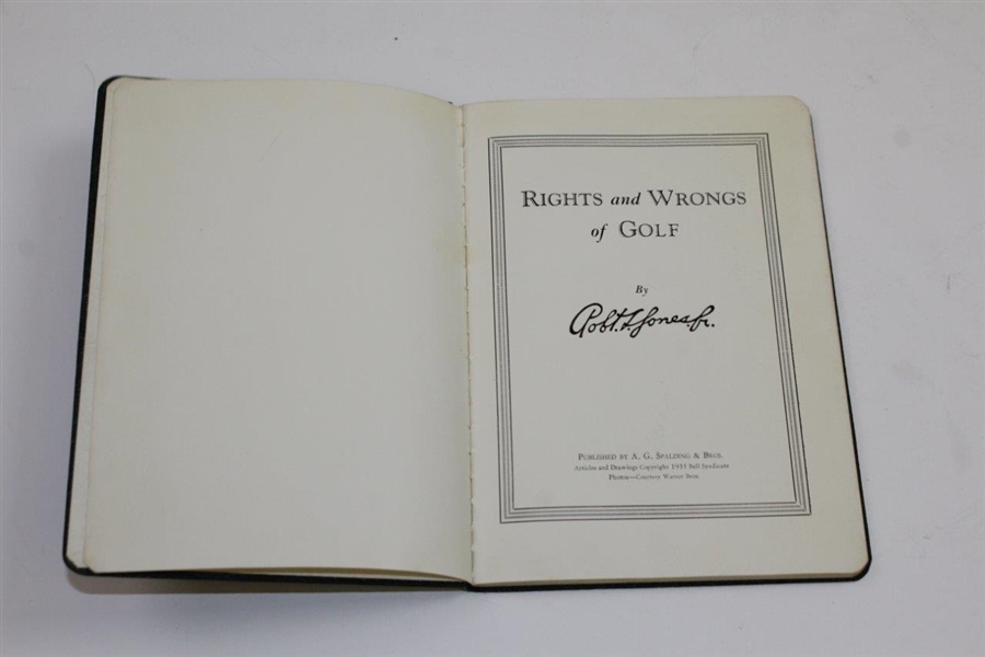 1935 A.G. Spalding & Bros. Rights & Wrongs of Golf by Bobby Jones - Excellent Condition
