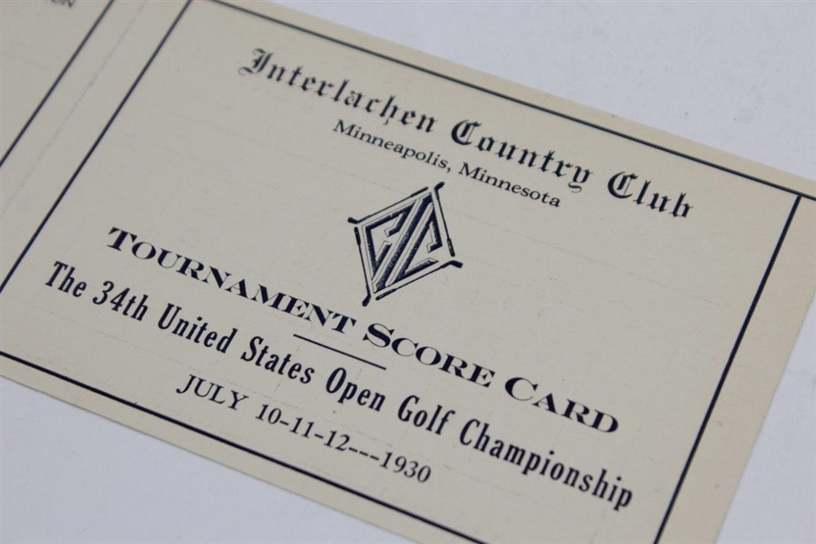 1930 US Open at Interlachen Country Club Official Scorecard - Bobby Jones Grand Slam!