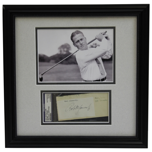 Bobby Jones Early 1930's Signed Cut with 5x7 B&W Photo - Framed PSA/DNA #81946632