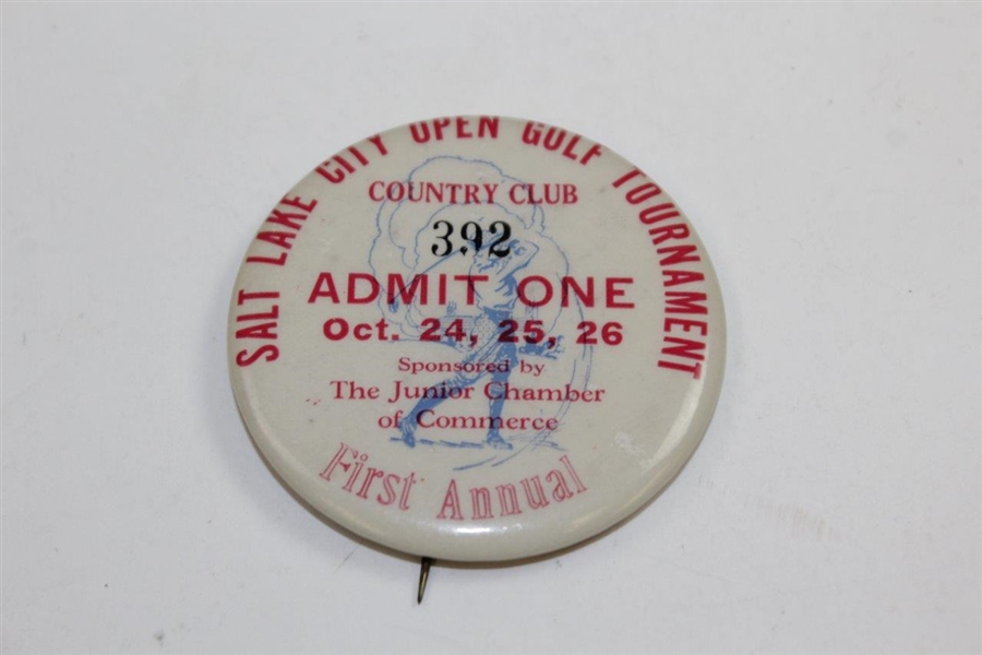 1930 Junior Chamber of Commerce of Salt Lake City First Annual Open Golf Tourney Program & Badge