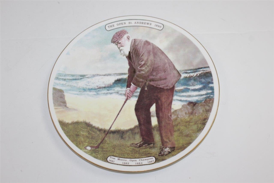 1990 The OPEN Tom Morris Champion St Andrews China Porcelain Plate in Wood Display Box