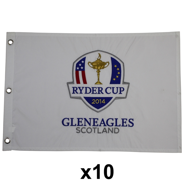 Ten 2014 Ryder Cup at Gleneagles Scotland White Embroidered Flags (10)