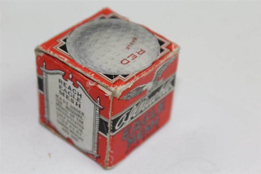 Vintage A.J. Reach Co. Red Eagle Mesh Pattern Golf Ball with Original Box & Paper