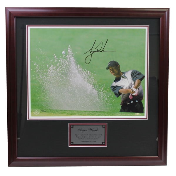Tiger Woods Signed Ltd Ed #323/500 Framed Photo Sand Trap UDA BAJ #10325
