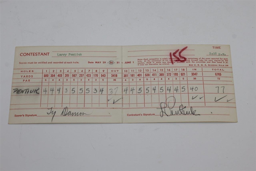 1958 Western Open Championship at Red Run GC 3rd Day Scorecard Signed by Pentiuk JSA ALOA