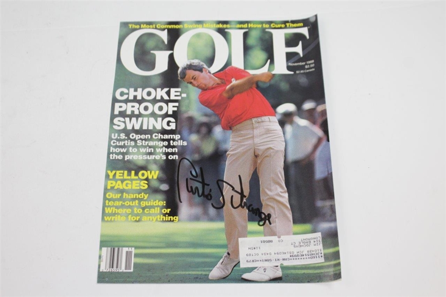 Curtis Strange Signed Golf Magazine Page with 1989 US Open Program JSA ALOA