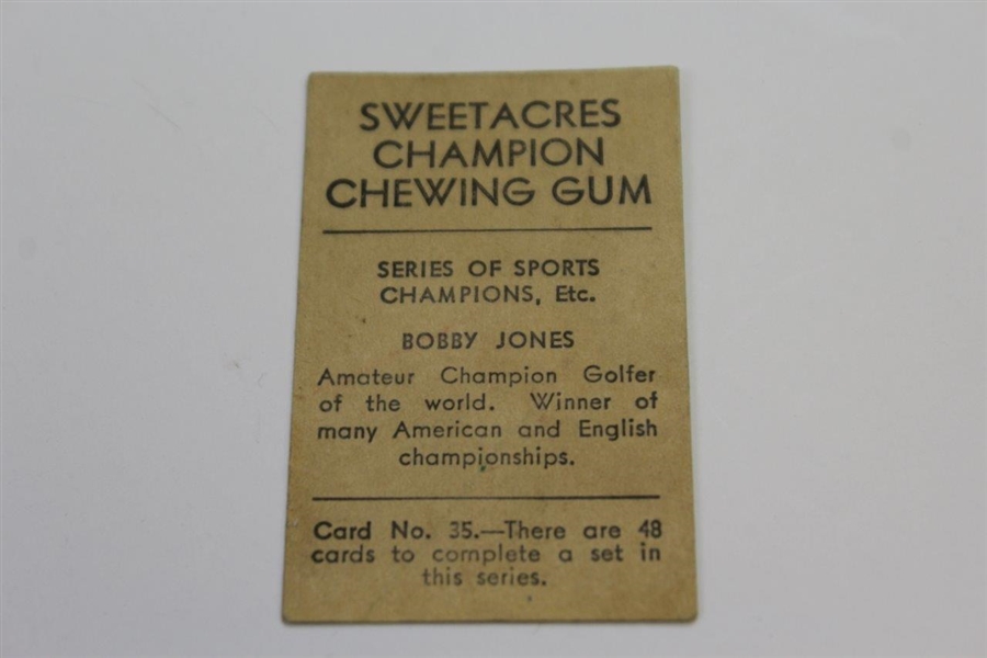 Bobby Jones Sweetacres Champion Chewing Gum Card No. 35/48 Ltd Series - 1932