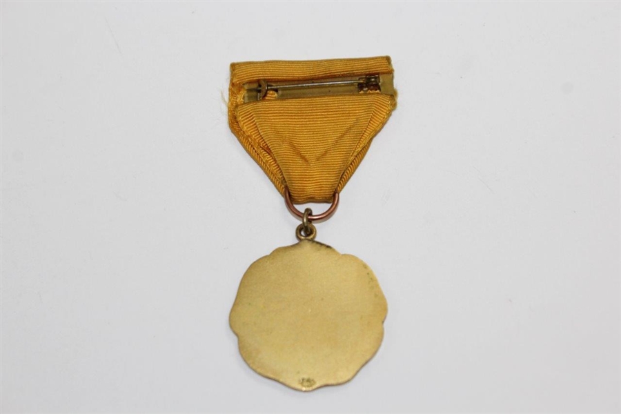 Circa 1935 Hackensack Golf Club Medal with Bar Pin & Ribbon in Gold Wash by John Frick