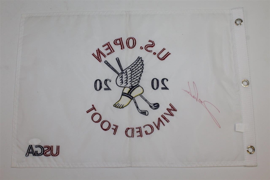 Jon Rahm Signed 2020 US Open at Winged Foot Embroidered White Flag JSA #JJ66334