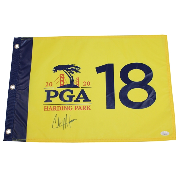 Collin Morikawa Signed 2020 PGA Championship at Harding Park Yellow Screen Flag JSA #JJ66324